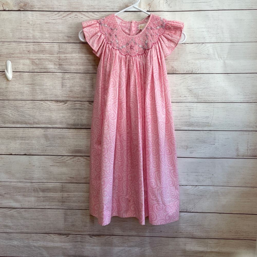 PETIT AMI SMOCKED PINK LONG DRESS